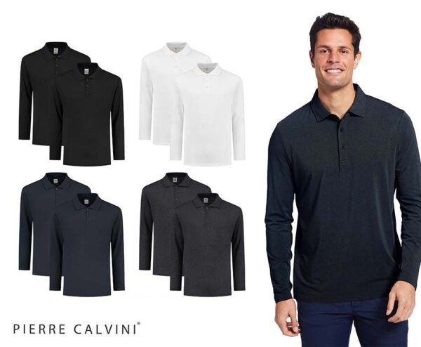 2-Pack Pierre Calvini Longsleeve Polo's - In 4 Kleuren! ...