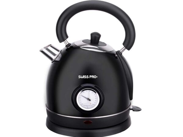 Swiss Pro Retro Waterkoker Zwart - Met Handige Ingebouwde Thermometer! ...