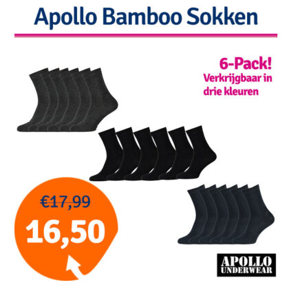 Apollo Sokken Bamboo 6-pack - Verkrijgbaar in 3 kleuren