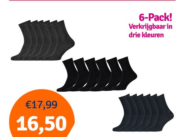 Apollo Sokken Bamboo 6-pack - Verkrijgbaar in 3 kleuren