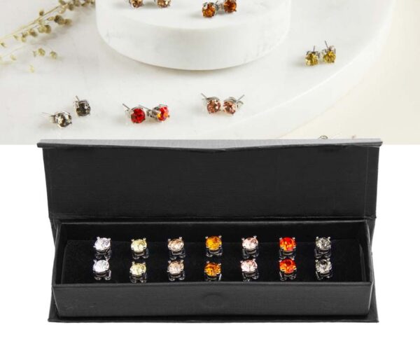 7 Paar Bijou Oorbellen - Met Verschillende Gekleurde Zirkonia Stenen! ...