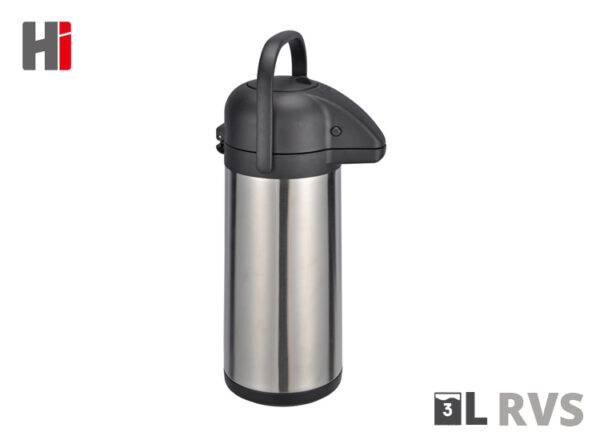 Haushalt Pomp Thermoskan met dispenser - 3 liter - Pomp - RVS