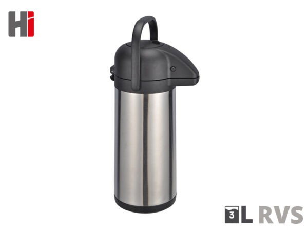Haushalt Pomp Thermoskan met dispenser - 3 liter - Pomp - RVS