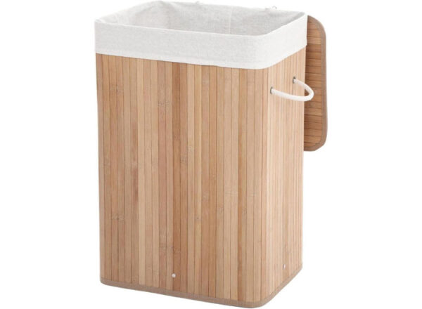 Wasmand Bamboe - Met Deksel en Uitneembare Linnen Waszak