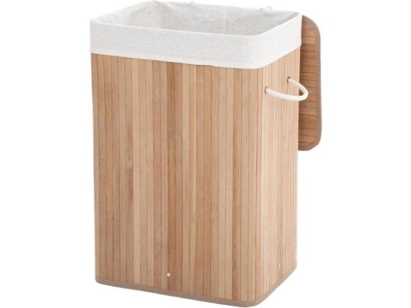 Wasmand Bamboe - Met Deksel en Uitneembare Linnen Waszak