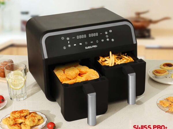 Dubbele Airfryer Swiss Pro 8 Liter - Met 2 Aparte Manden! ...