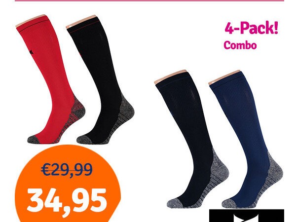 Xtreme Sockswear Hardloop Compressiesokken 4-pack Blue/Red