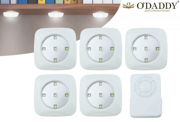 Set van 5 draadloze led-spots met korting