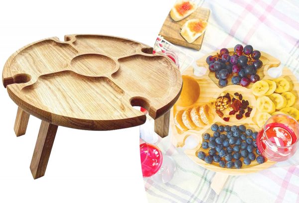 Ronde borrelplank met inklapbare standaard