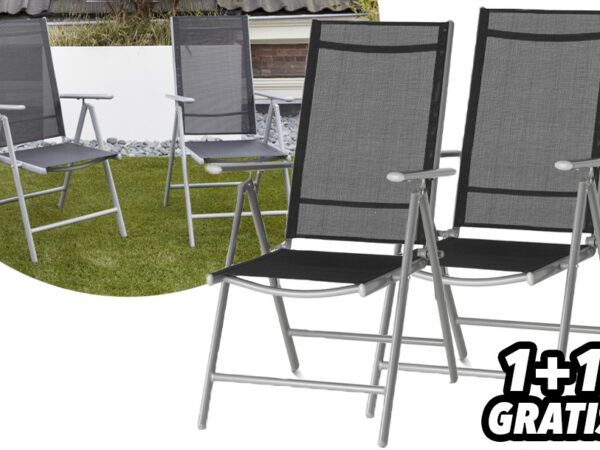 1+1 gratis: aluminium tuinstoelen!