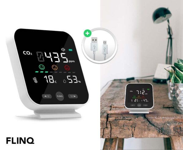 FlinQ Draadloze CO2 Meter - Monitort De Luchtkwaliteit! ...