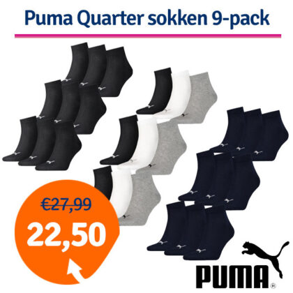 Dagaanbieding Puma Quarter Sokken Plain 9-pack