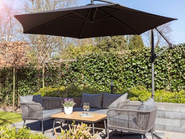 Luxe XXL Zweefparasol 3 Meter Zwart - Eenvoudig Op Te Zetten! ...