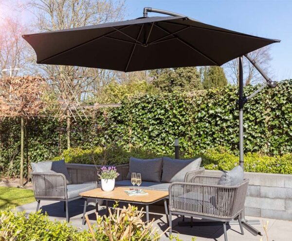 Luxe XXL Zweefparasol 3 Meter Zwart - Eenvoudig Op Te Zetten! ...