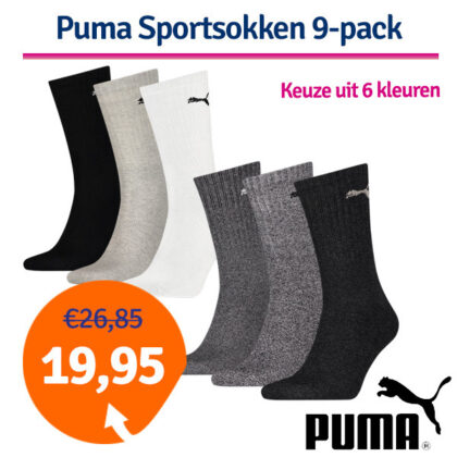 Dagaanbieding Puma Sportsokken 9-pack