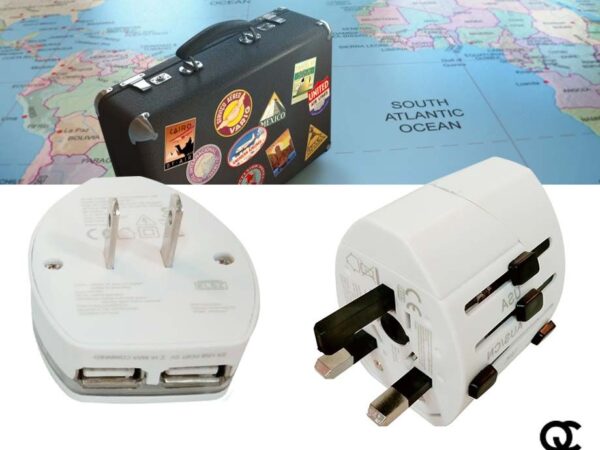 Compacte Wereld Reisstekker - Met 2 USB Poorten! ...