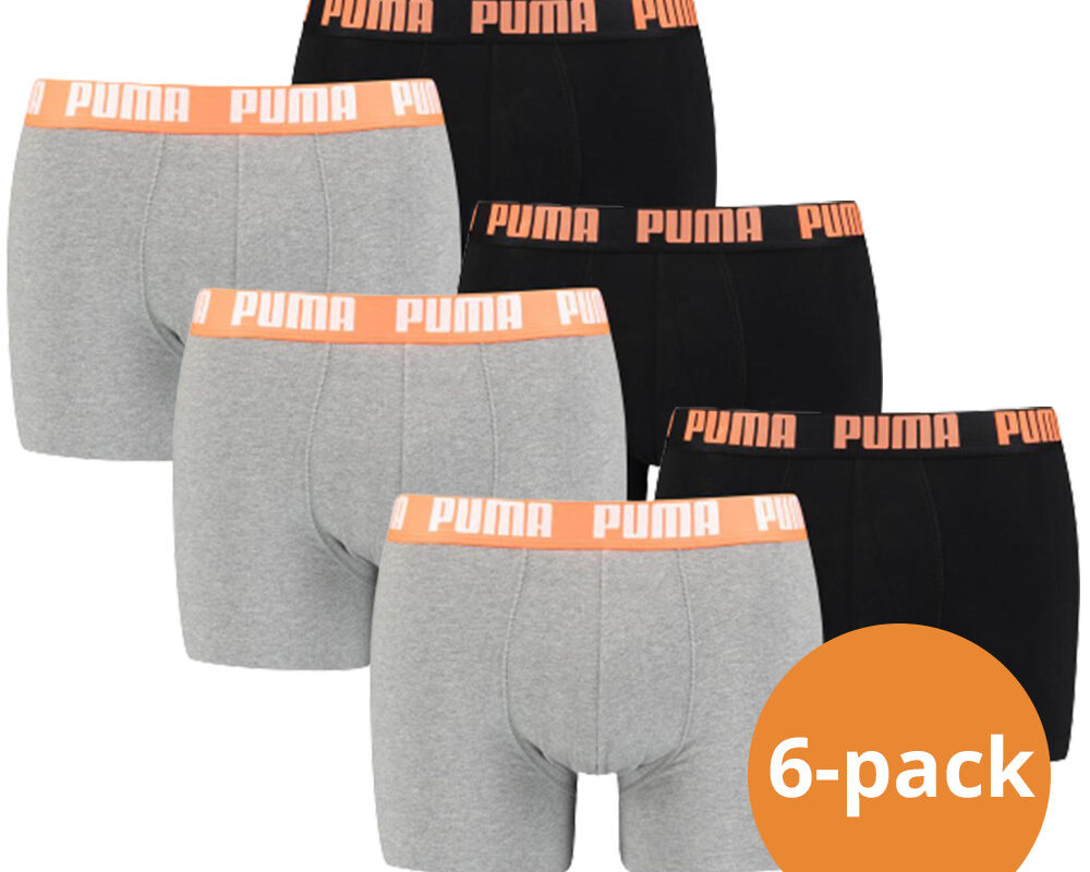 Puma Boxershorts Basic 6-pack Grey / Orange Combo