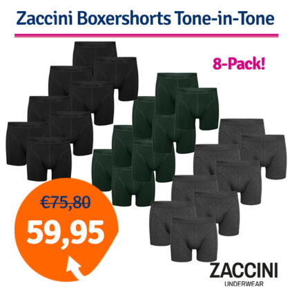 Dagaanbieding Zaccini Boxershorts 8-pack Tone-in-Tone