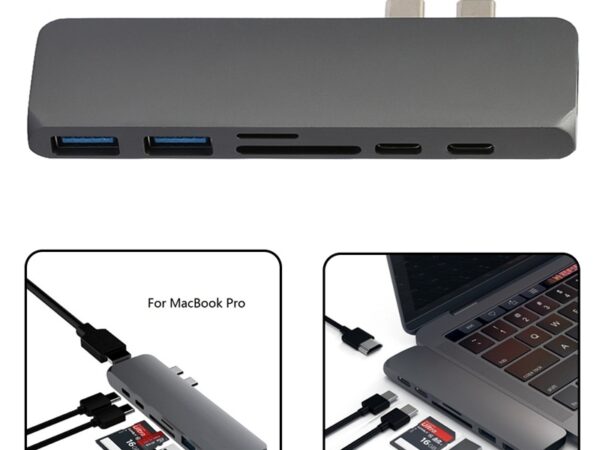Usb 3.1 Type-C Hub Naar Hdmi Adapter 4K Thunderbolt 3 Usb C Hub Met Hub 3.0 Tf sd Reader Slot Pd Voor Macbook Pro/Air 2018 - 2020