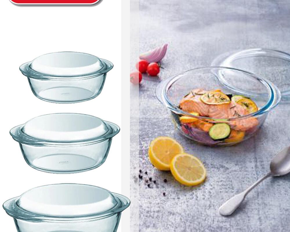 Pyrex set van 3 ronde ovenschalen