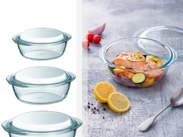Pyrex set van 3 ronde ovenschalen