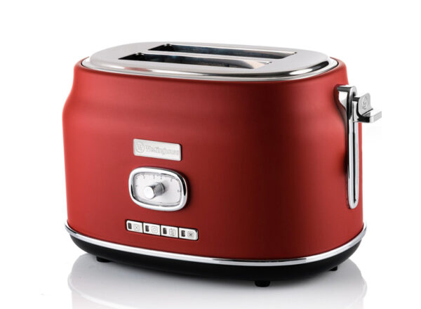 Westinghouse Retro Broodrooster - 2 Slice Toaster - Rood - Met Warmhoudrek
