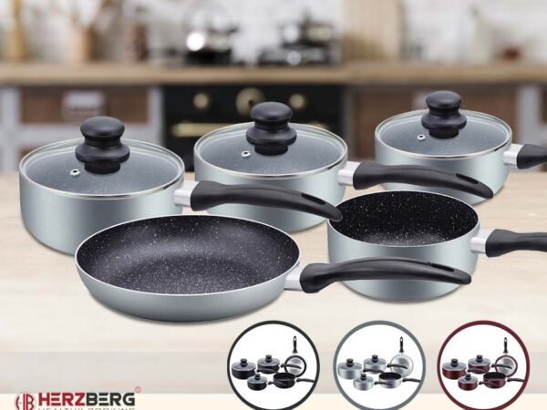 8-Delige Herzberg Marmer Anti-Stick Pannenset - Complete Set! ...