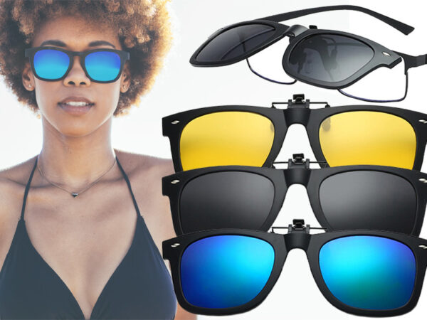 Clip-on wayfarer zonnebril