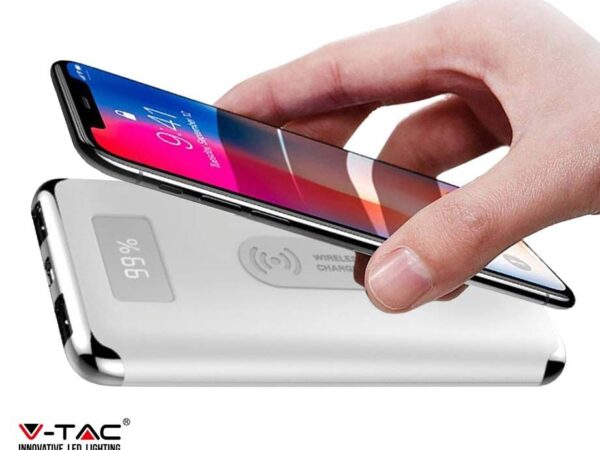 V-Tac Powerbank 10.000 mAh - Met Ondersteuning Voor Qi Draadloos Opladen! ...