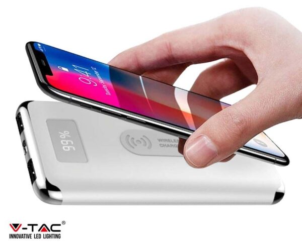 V-Tac Powerbank 10.000 mAh - Met Ondersteuning Voor Qi Draadloos Opladen! ...