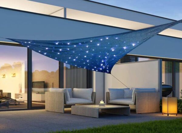 Zonnedoek met 100 LED's - Blauw - 3