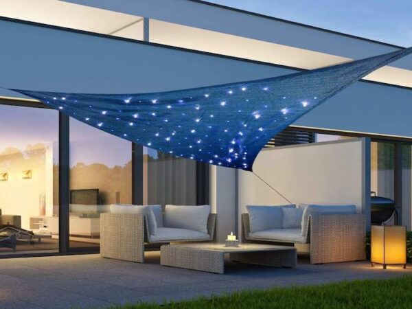 Zonnedoek met 100 LED's - Blauw - 3