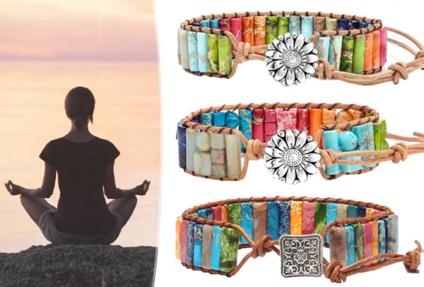 Pu lederen Chakra armband