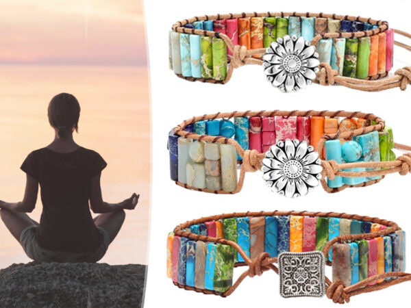 Pu lederen Chakra armband