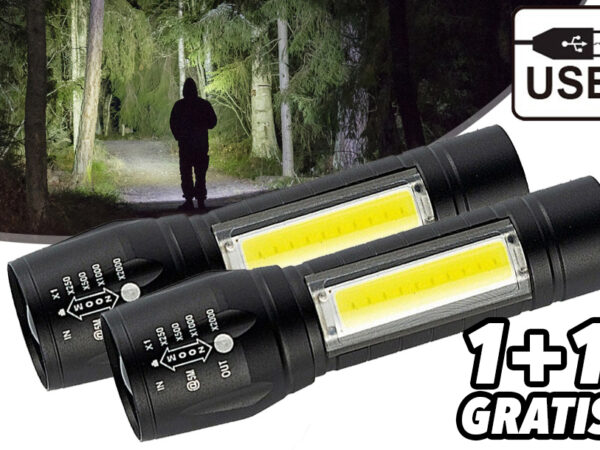 Oplaadbare militaire zaklamp - 1+1 gratis
