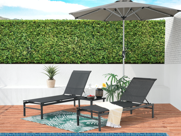 Intimo Garden Ligbeddenset - 3-delig - Verstelbaar - Zwart