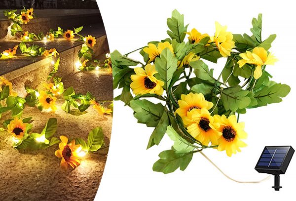 Solar lichtslinger met zonnebloemen