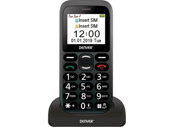 Denver BAS-18300M - GSM - Senioren mobiele telefoon - 2G - SOS knop - Oplaadstation