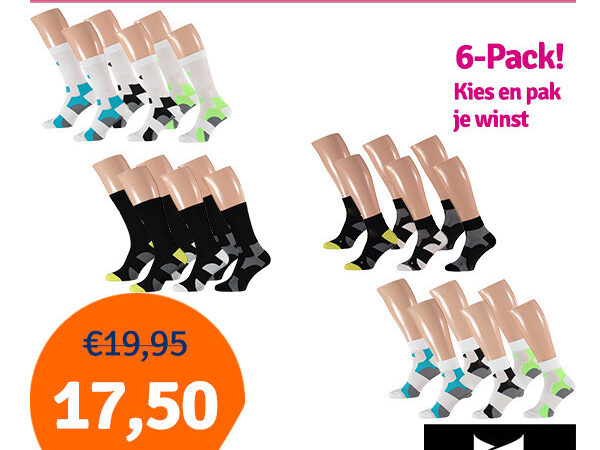 Xtreme Sockswear Fietssokken - 6-pack Quarter of Crew sokken