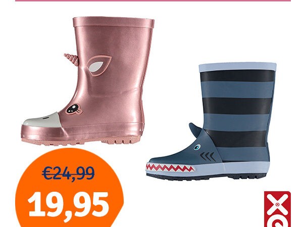 Dagaanbieding XQ Kinder Regenlaarzen 3D - keuze uit 2 designs