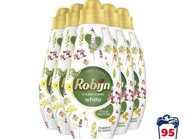 95 Wasbeurten Robijn White Floral Morning Wasmiddel - Speciaal Voor Witte W ...