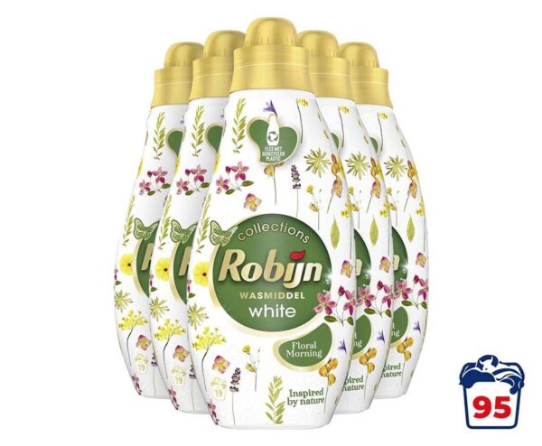 95 Wasbeurten Robijn White Floral Morning Wasmiddel - Speciaal Voor Witte W ...