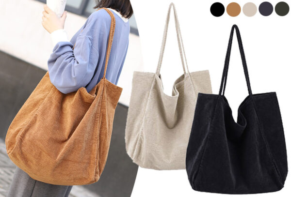 Corduroy shopper tas met 43% korting