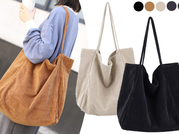 Corduroy shopper tas met 43% korting