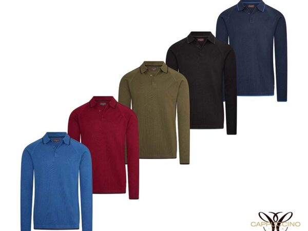Cappuccino Longsleeve Knit Tipping Polo - Verkrijgbaar In 5 Kleuren! ...