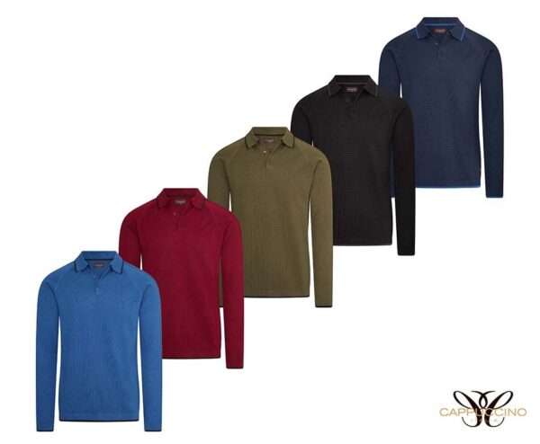 Cappuccino Longsleeve Knit Tipping Polo - Verkrijgbaar In 5 Kleuren! ...