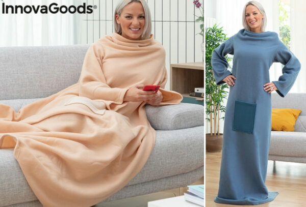 Fleece deken met mouwen