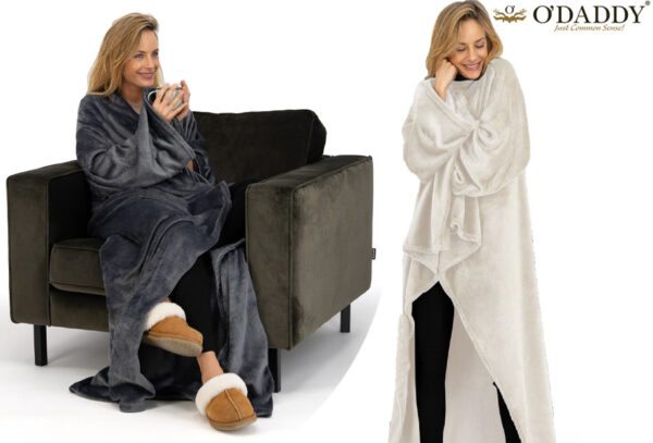 Fleece plaid met mouwen