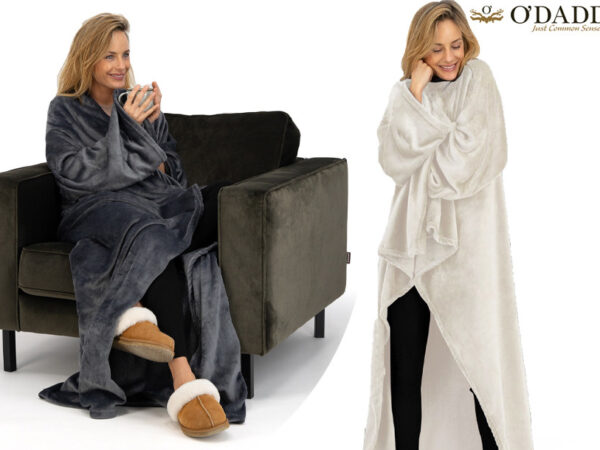 Fleece plaid met mouwen