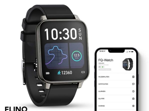 FlinQ Watch Chrono Fit Zwart - Met Smart- En Gezondheidsfuncties! ...